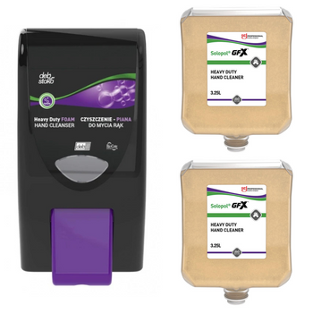 2 x Pasta do rąk w pianie Solopol Gritty Foam GFX 3,25l Deb Stoko + Dozownik do pasty do rąk w pianie Solopol 3,25l ZESTAW