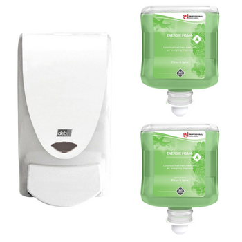 2 x Mydło w pianie Refresh Energie Foam 1l + Dozownik przezroczysty do mydła w pianie 1L ZESTAW